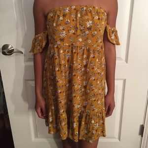 Yellow off the shoulder dress